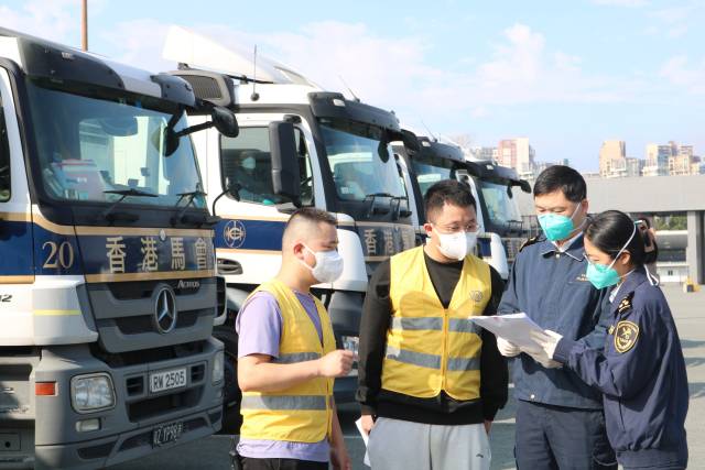 深圳湾海关关员正在对入境马匹实施监管。受访者供图