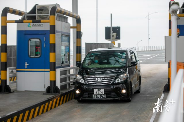 港車通過港珠澳大橋珠海公路口岸駛?cè)霃V東。南方+記者 錢文攀攝  