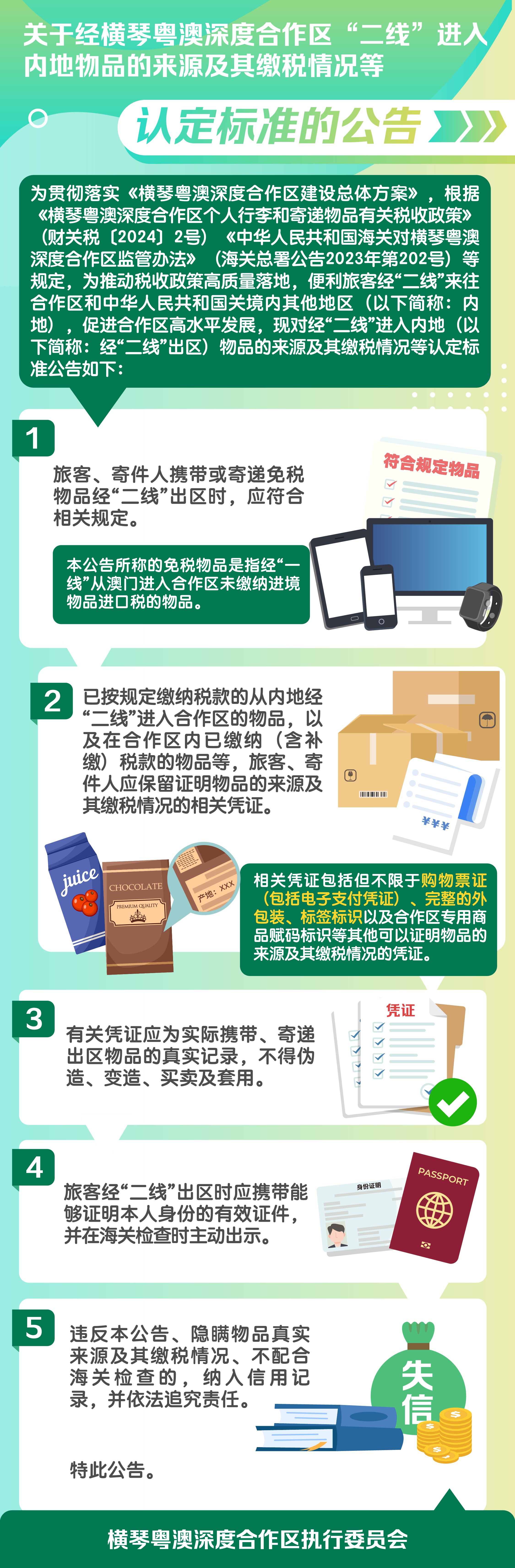 關(guān)于經(jīng)橫琴粵澳深度合作區(qū)“二線”進入內(nèi)地物品的來源及其繳稅情況等認定標準的公告.png