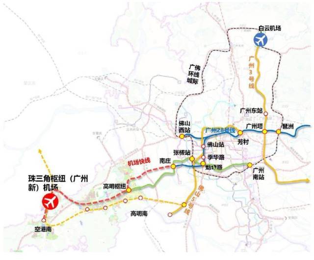 新機場規(guī)劃城市軌道交通示意圖