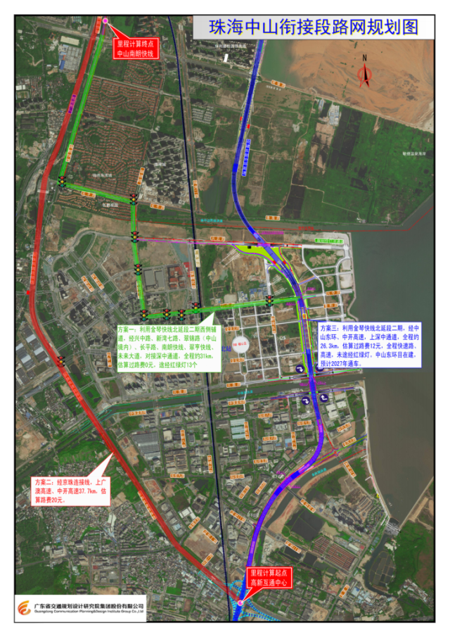珠海銜接深中通道路網(wǎng)示意圖。圖片來源：市公共工程建設(shè)中心