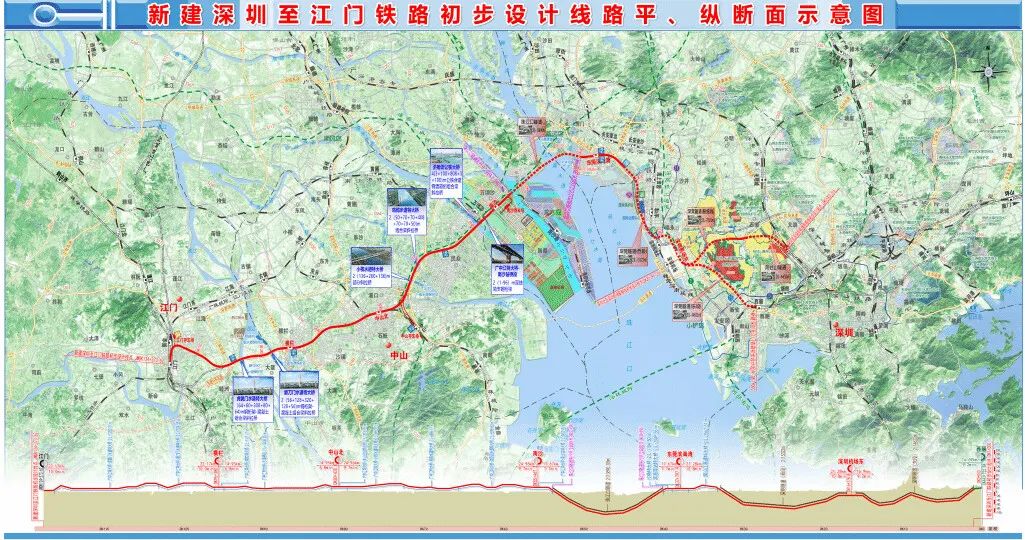 深圳至江門鐵路初步設(shè)計線路平、縱斷面示意圖