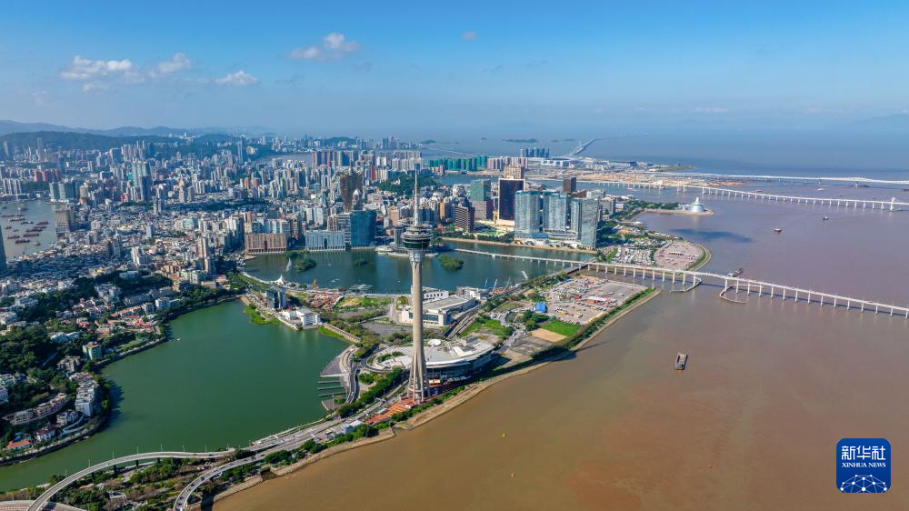 8月3日拍攝的澳門半島景色（無人機照片）。