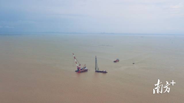 2020年6月6日，在江門臺山一側(cè)的黃茅海海域，黃茅?？绾Ｍǖ来蛳鹿こ滔刃惺┕?biāo)段的第一根鋼管樁，正式拉開項目建設(shè)序幕，比原計劃時間提前半年。