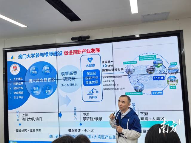 珠海澳大科技研究院院長陳國凱為人們作介紹。 珠海澳大科技研究院院長陳國凱為人們作介紹。