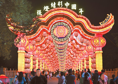 游客在參觀2025年粵港澳大灣區(qū)燈會。