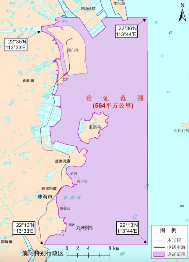 南沙至珠海（中山）城际香山至拱北段工程线路图。